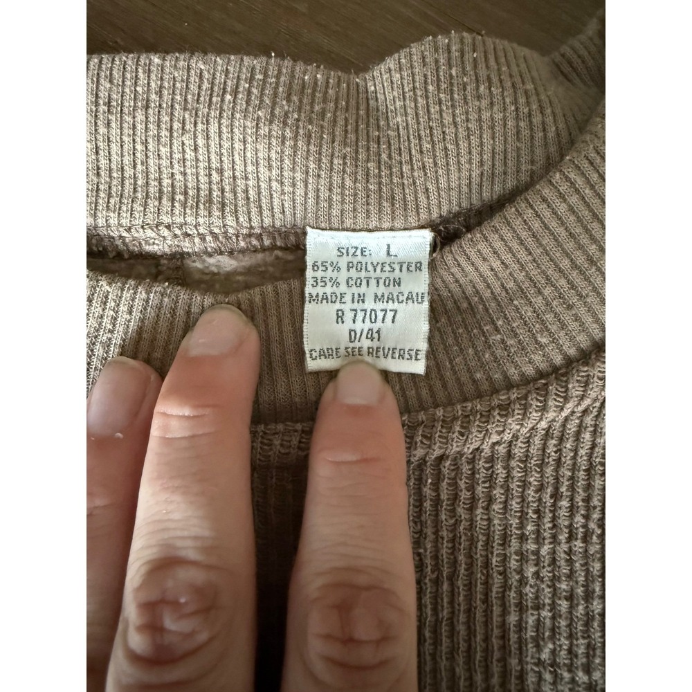 Original Stitches Vintage 90s Sweatshirt Streetwear Taupe Fleece Large Zipper - Picture 3 of 9